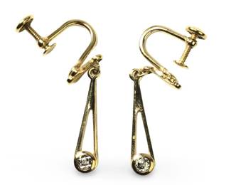 14KT Yellow Gold Diamond Dangle Earrings