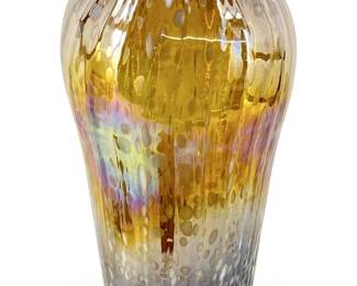 Iridescent Hand-Blown Art Glass Vase