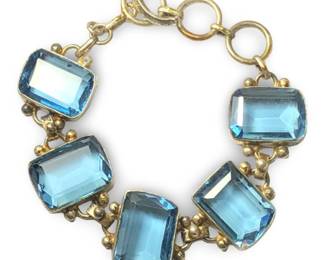 Charming Sterling Silver Aquamarine Link Bracelet