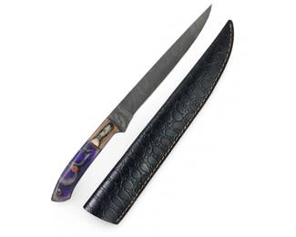 Custom Genuine Damascus Fillet Knife W/Sheath