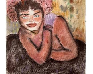 Signed Attributed Picasso Chalk/Oil Pastel Drawing