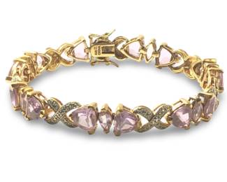 Stunning Sterling Silver Amethyst XO Bracelet