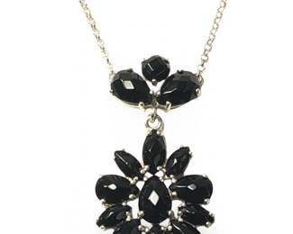 Sterling Silver Black Onyx Cluster Pendant