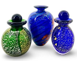 3pc Murano Studio Blown Art Glass Vases