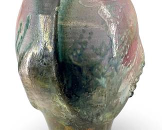 Big Signed Christopher Heede Studio Art Raku Vase
