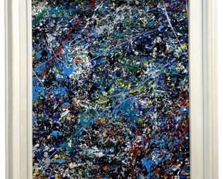 Signed James Stonikas Splatter Oil on Canvas