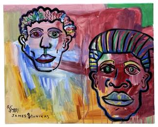 Signed James Stonikas Abstract Oil on Canvas