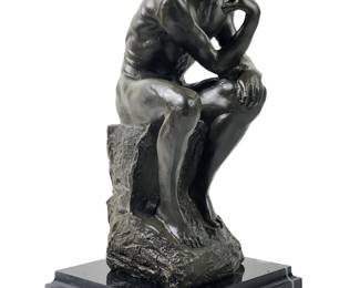Signed Rodin The Thinking Man Bronze Sculpture