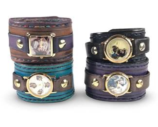 (4) Rockstar Leatherworks Custom Cuff Watches