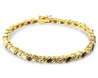 Ross Simmons Gold Over Sterling Diamond Sapphire