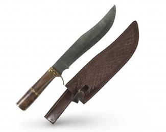Custom Genuine Damascus Bowie Knife W/Sheath