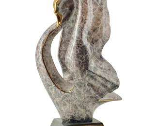 Carved Stone Swan Sculpture
