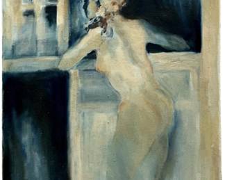 Vintage Beautiful Portrait Oil on Canvas