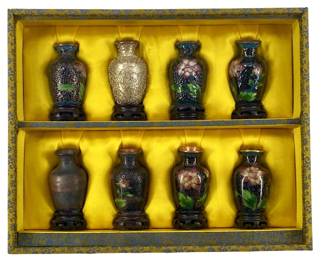 8pc Miniature Japanese Cloisonné Vase Collection