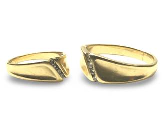 Matching 14KT Gold Diamond Wedding Bands