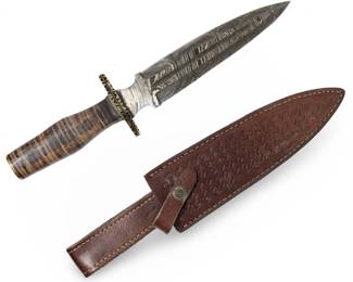 Custom Genuine Damascus Dagger Knife W/Sheath