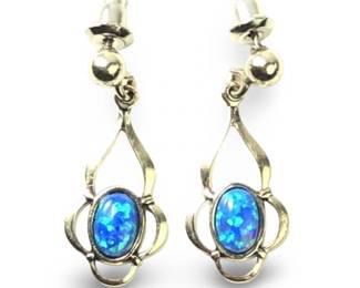 Radiant Sterling Silver Blue Opal Earrings