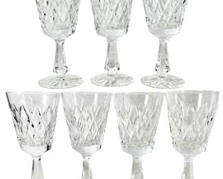 7pc Waterford Crystal Kinsale Claret Wine Glasses