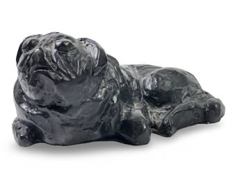 Signed Auvil Sophie Bronze Resting Pug Doorstop