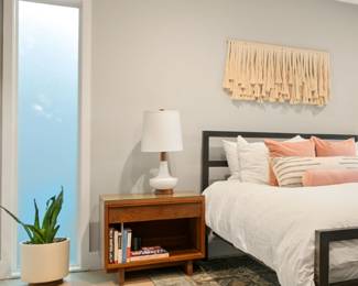 Room & Board black metal queen bed originally $1299 for sale $890
Set of 2 walnut Room & Board nightstands Retail $2098 (little worn but with some oil back to new) for $1,050