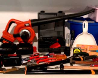 Black And Decker Cordless Blower, Skil Cordless Drill, Fiskars Clipper