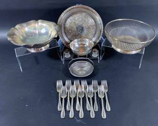 Small Sterling Dessert Basket Plus Silverplate