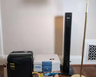 Brinks Fire Safe With Tower Fan, Brass Lamp Shredder