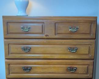 Five Drawer Habitant Pine Dresser And Lamp