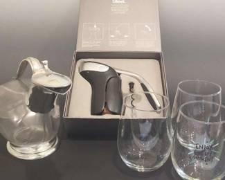 Oxo Steel Corkscrew, Decanter And Glasses