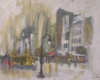 Lee Reynolds Dreary Night In The City Painting On Canvas