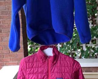 Patagonia Womens Size M and S Royal Blue Fleece and Berry Polyester Jackets