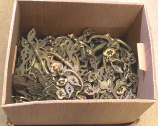 828 - Box of Brass Drawer Handles / Hardware