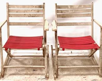 52 - 2 Folding Metal Rocking Chairs - 24" x 30" x 31"