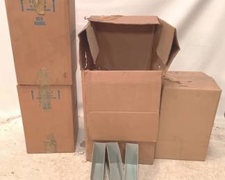 492 - 4 Boxes Plastic Storage Bins - 12" x 5" x 9"