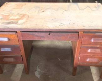 1073 - Wood Desk - AS-IS - Damaged Top - 31" x 60" x 34"