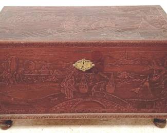 30 - Carved Wood Blanket Chest - 20" x 40" x 24"