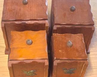 1072 - Wood Cannister Set - 6" , 8", 9", &10" Tall