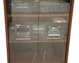 161 - Thomas AM/FM Receiver/Amplifier & Cassette with 8 Track Player & Recorder - 38" x 23" x 24" You are buying a used as-is electric/electronic item. We do not guarantee all components are present, and if it is not expressly stated, it is untested.