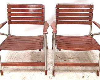 60 - 2 Metal & Wood Folding Chairs - 29" x 20" x 24"