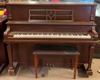 777 - West Design Piano & Bench Piano - 38" x 57" x 30" Bench - 20" x 30" x 15"