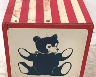 375 - Teddy Bear Wood Cube Box - 21" x 21" x 21"