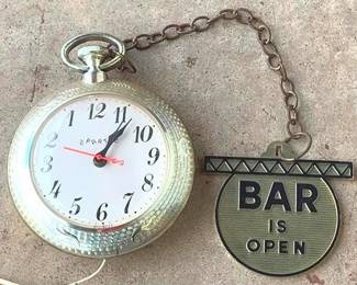 723 - Spartus "Bar is Open" Clock - 8" x 10" You are buying a used as-is electric/electronic item. We do not guarantee all components are present, and if it is not expressly stated, it is untested.