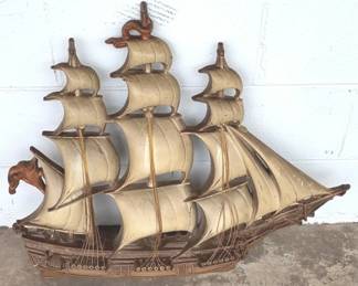 708 - Plastic Ship Wall Hanging - 26" x 29"
