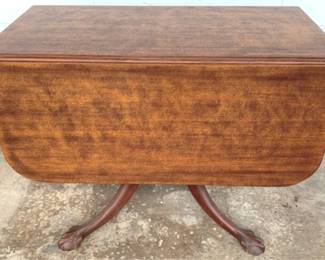 604 - One Drawer Drop Side Table - 40" x 54" x 30" as is - foot is damaged