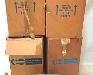 468 - 4 Boxes Plastic Storage Bins - 12" x 5" x 9"