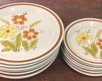 854 - 14 "Wheat Flower" Stoneware Dishes