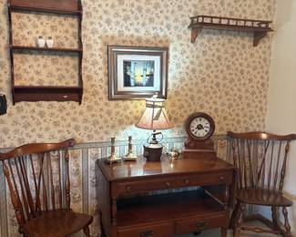 Maple chairs, drop side maple drink cart, serving cart