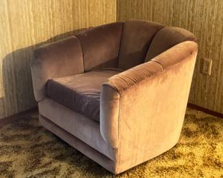 Vintage Dusty Mauve Velvet Like Swivel Chair
