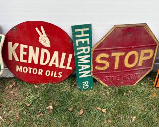 Kendall motor oils sign
Herman Road sign
Old stop State route sign