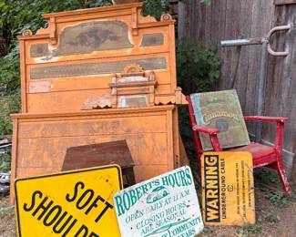 Soft shoulders metal sign, Roberts’s , warning, underground cable sign, great orange bedframe